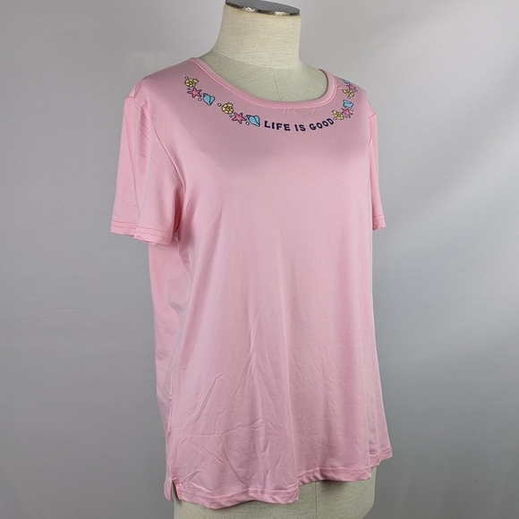 Life Is Good Seashells Starfish PJ Set Short Sleeve Top Shorts Pink Grey L NWT - Picture 7 of 11